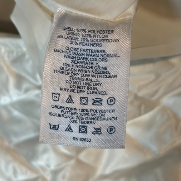 Lands End Jacket Vest Large Goose Down Quilted White Zip Satin Sleeveless 18627x - Picture 5 of 7